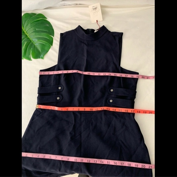 NWT $379 Lewit Mock Neck Military‎ Detail Sheath Dress in Navy Night [SZ 14 ] - Picture 8 of 8